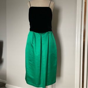 Vintage Jackie Bernard for Eklektic  black velvet and green satin dress size 14